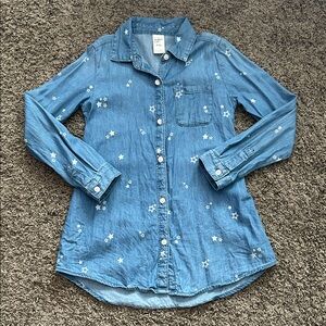 Girls Star Patterned Denim Shirt (6/6x)
